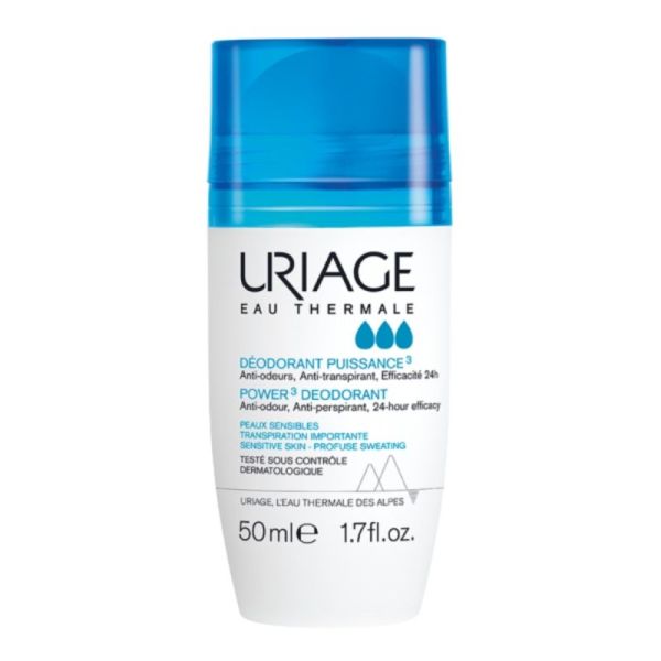 Uriage Déodorant Puissance 3 - 50 ml - Anti-Transpirant 24h Peaux Sensibles