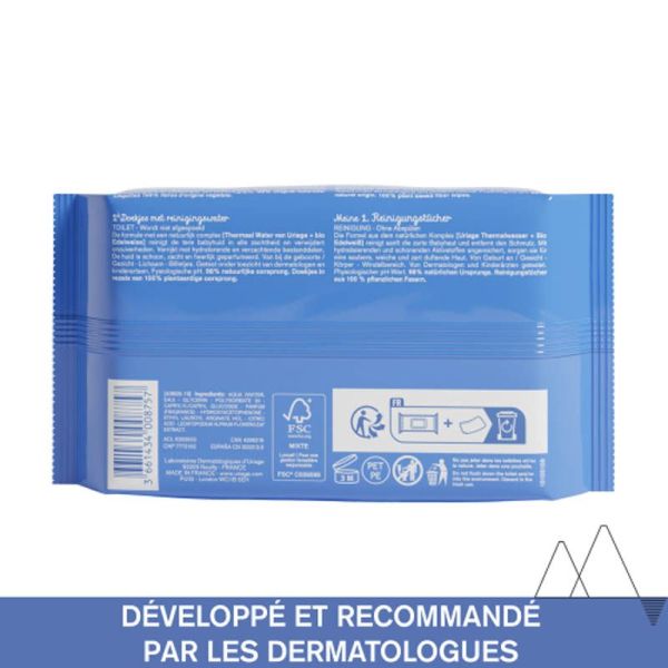 Uriage Bébé 1ères Lingettes d'Eau Nettoyante 70 lingettes - Dès la naissance, à l'eau thermale & edelweiss bio