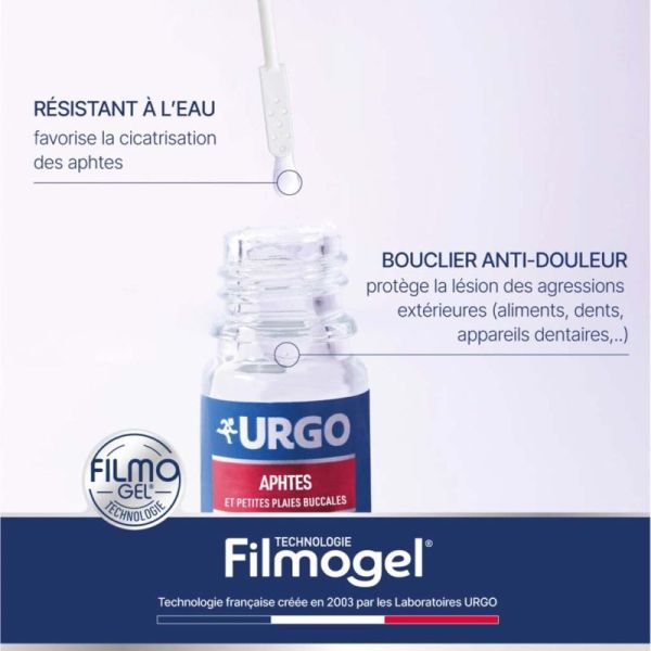 Urgo Filmogel Aphtes & Petites Plaies Buccales - Soulage Rapidement la Douleur - 6 ml