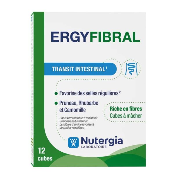 Nutergia Ergyfibral - Soutien le Transit Intestinal - 12 cubes à mâcher