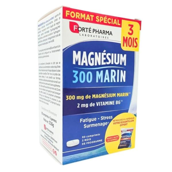 Forté Pharma Magnésium 300 Marin Format spécial 3 mois 90 comprimés - Réduit la fatigue et préserve l'équilibre nerveux