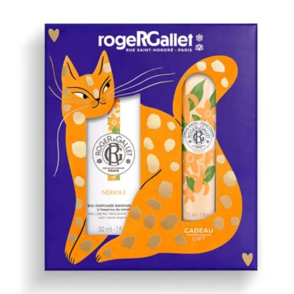 Roger&Gallet Coffret Noël Néroli 2 pièces Eau parfumée Bienfaisante + Crème Mains Bienfaisante - Parfum énergisant et soin des mains