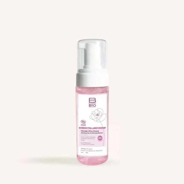 BcomBIO Mousse Nettoyante Ultra Douce et Démaquillante 170ml - Nettoie et démaquille en douceur les peaux sensibles