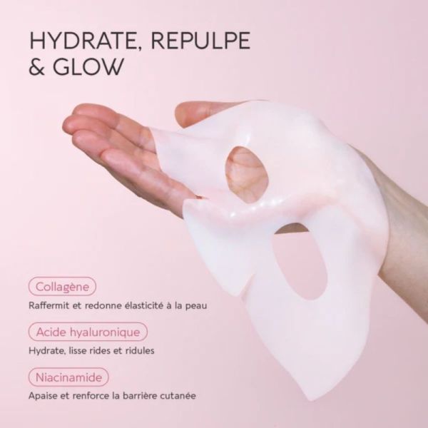 Biocyte Bio Collagen Mask Unitaire - Masque visage hydrogel anti-âge, repulpant et éclat effet "Glass Skin"