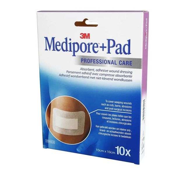 3M™ Medipore + Pad Professional Care Pansement Adhésif Stérile 10 cm x 10 cm - Boîte de 10
