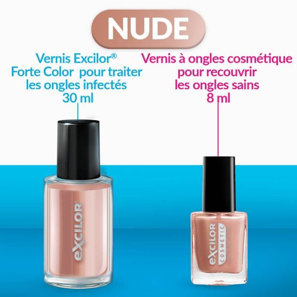 Excilor Forte Color Vernis Traitement - 30ml - Couleur : Nude - Soin traitant & esthétique 2 en 1