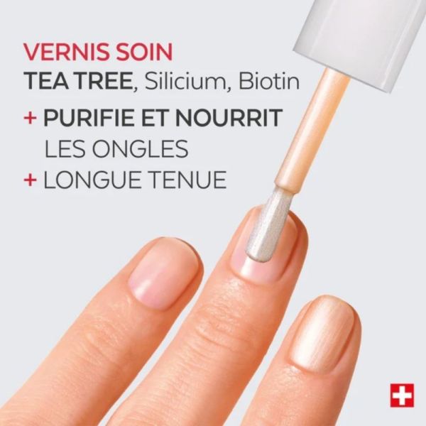 Poderm Vernis Color Care Tea Tree Or Brillant 8 ml - Vernis soin doré scintillant longue tenue