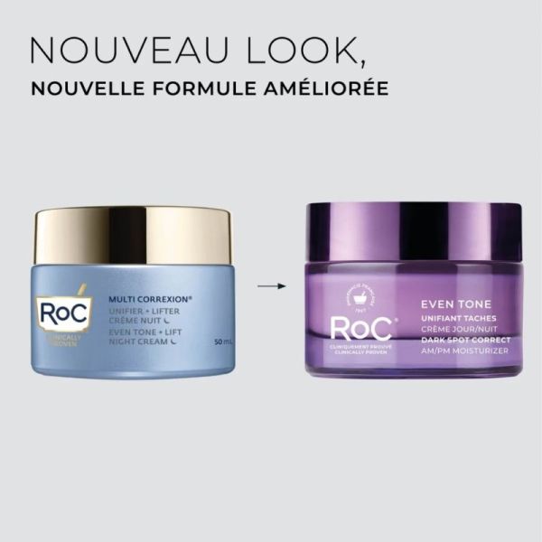 RoC Even Tone Unifiant Tâches Crème Jour/Nuit 50 ml - Réduit visiblement les tâches