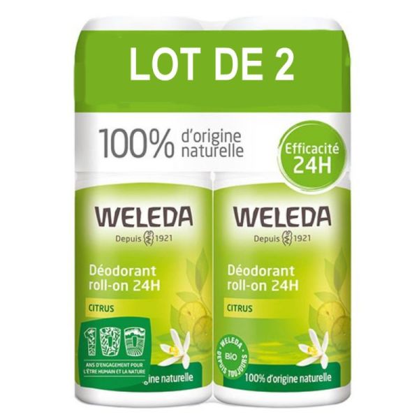 Weleda Citrus Déodorant 24h Roll-On Bio Lot de 2 x 50ml