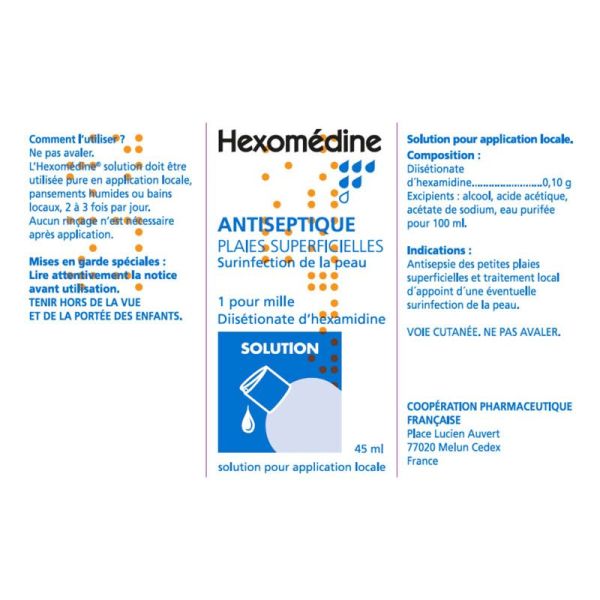 Hexomedine 1 pour mille solution 45 ml