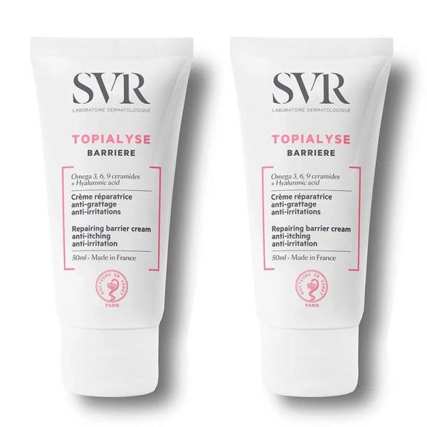 SVR Topialyse Crème Barrière - Lot de 2 x 50 ml - Protège, apaise et limite le grattage