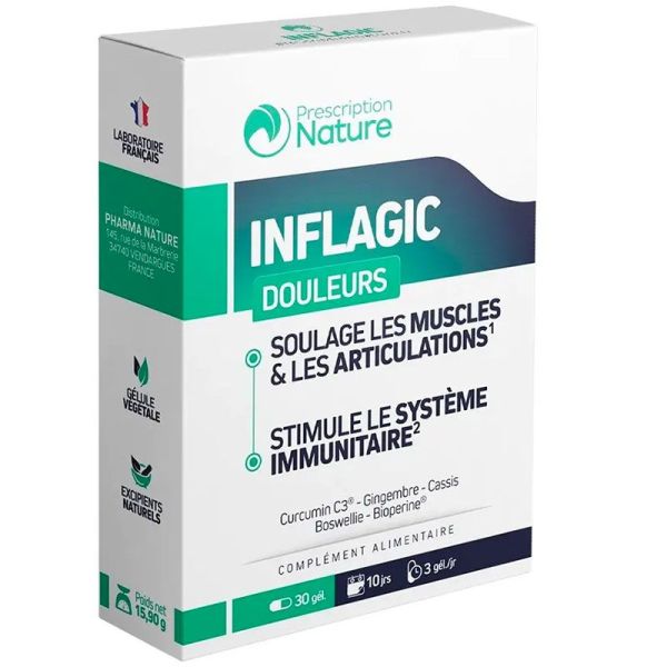 Prescription Nature Inflagic - Soulage les Douleurs Musculaires et Articulaires - 30 gélules