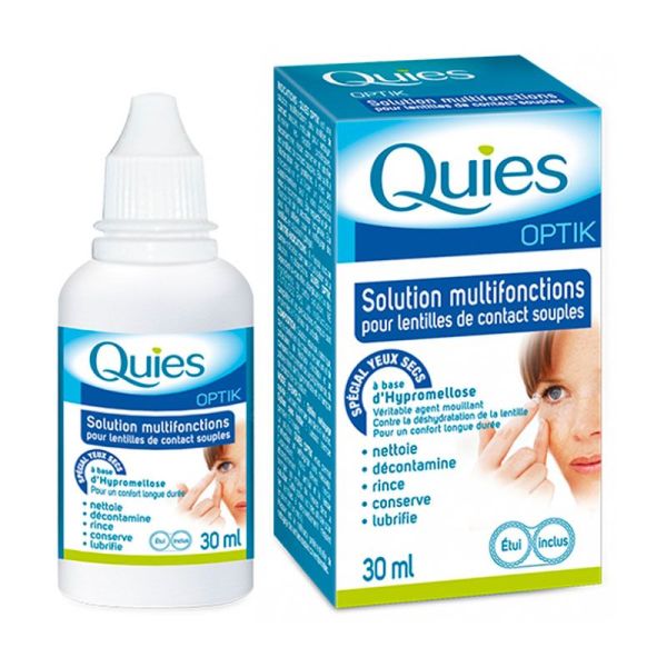 Quies Optik Solution Multifonctions - Pour Lentilles Souples - Confort Occulaire - 30 ml