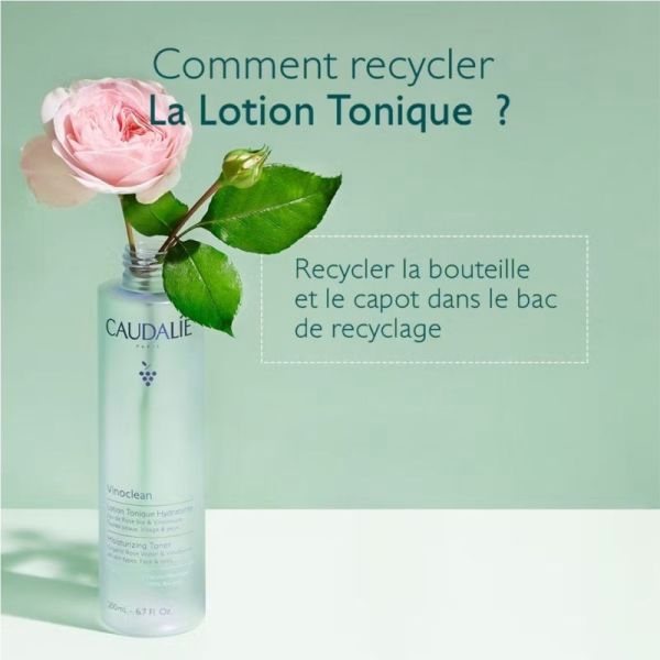 Caudalie Vinoclean Lotion Tonique Hydratante à l'Eau de Rose Bio 400ml - Tonifie, hydrate et parfait le démaquillage sans alcool