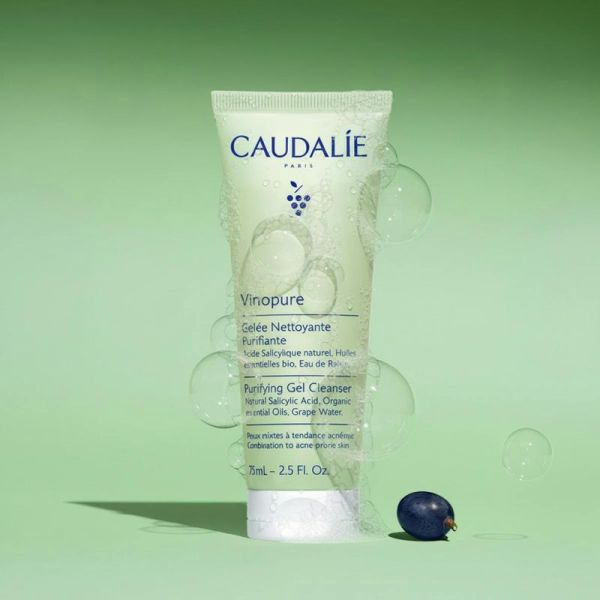 Caudalie Vinopure Gelée Nettoyante à l'Acide Salicylique Purifiante 150ml – Pureté et fraîcheur