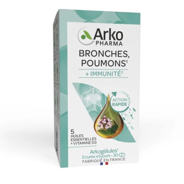 Arkopharma Arkogelules Bronches Poumons 30 Capsules – Confort respiratoire et immunité