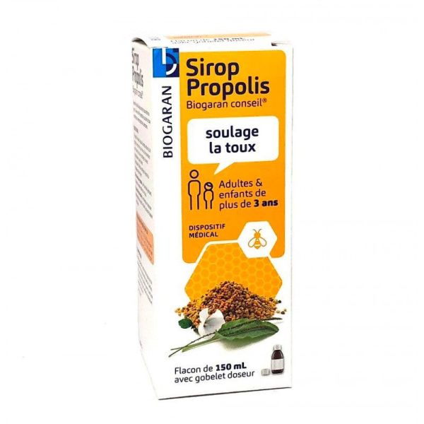 Biogaran Sirop Propolis - Calme la Toux Sèche & Grasse - 150 ml