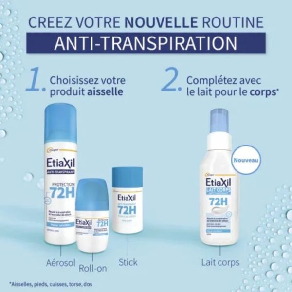 Etiaxil Anti-transpirant Aérosol Protection 72H - lot de 2x150ml - peaux sensibles et anti-traces