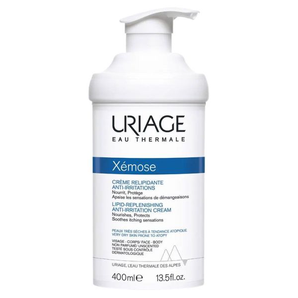 Uriage Xémose Crème Relipidante Anti-Irritations 400 ml - Soin Apaisant et Nourrissant Peaux Très Sèches à Atopiques