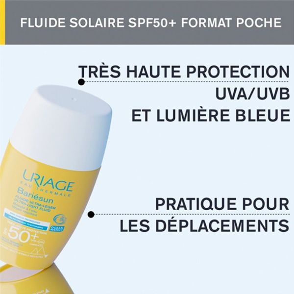Uriage Bariésun Fluide Ultra-Léger Très Haute Protection SPF50+ - 30 ml - Protection pour peaux sensibles