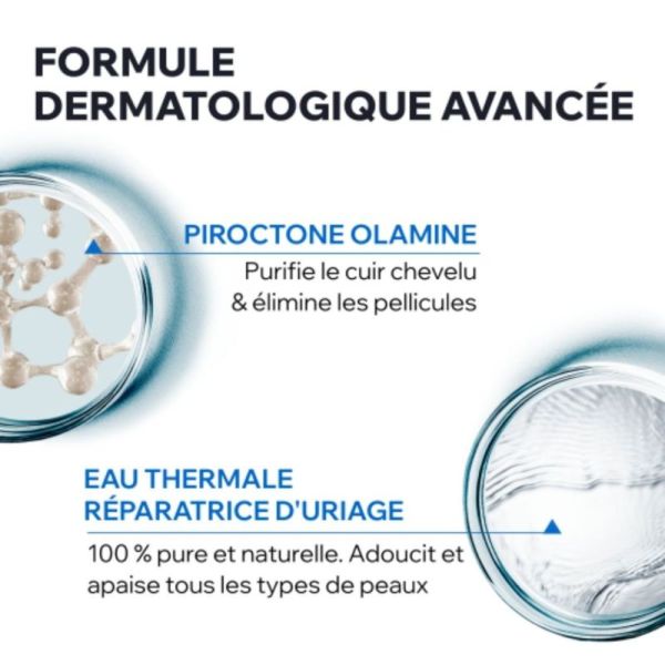 Uriage DS Hair Shampooing Doux Équilibrant 2x500ml - Purifie, équilibre et apaise le cuir chevelu sensible