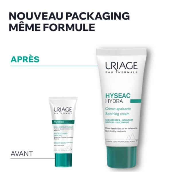 Uriage Hyséac Hydra Crème Apaisante 40 ml - Confort immédiat pour peaux desséchées par les traitements