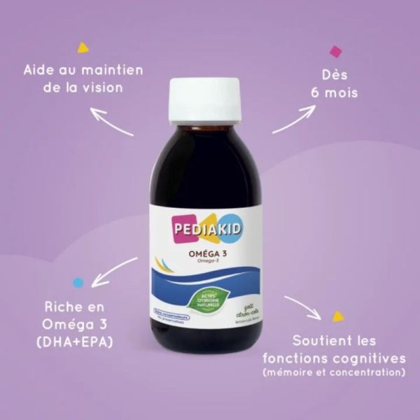 Pédiakid Sirop Oméga 3 125 ml – Mémoire et concentration de l'enfant