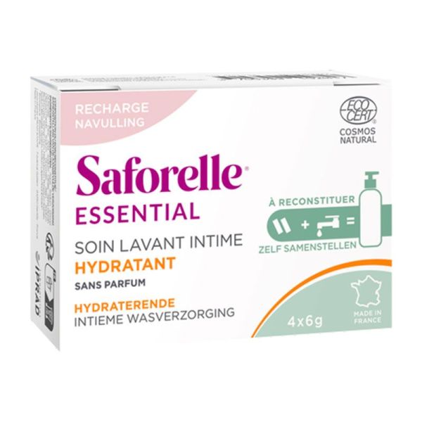 Saforelle Soin Lavant Intime Hydratant - Hydrate et Protège - Recharge de 4 Bâtonnets de 6 g