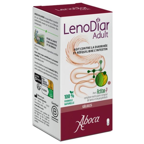 Aboca LenoDiar Adult Diarrhée et Rééquilibre de l'Intestin - 20 Gélules