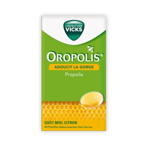 Vicks Oropolis - Adoucit la Gorge - Propolis - 20 pastilles miel citron