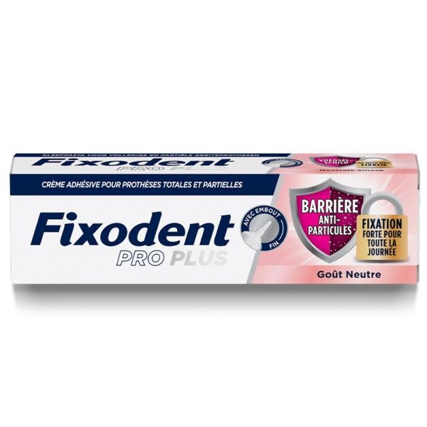 Fixodent Pro Plus Barrière Anti-Particules Crème Adhésive Prothèse Dentaire Arôme Neutre - 40g