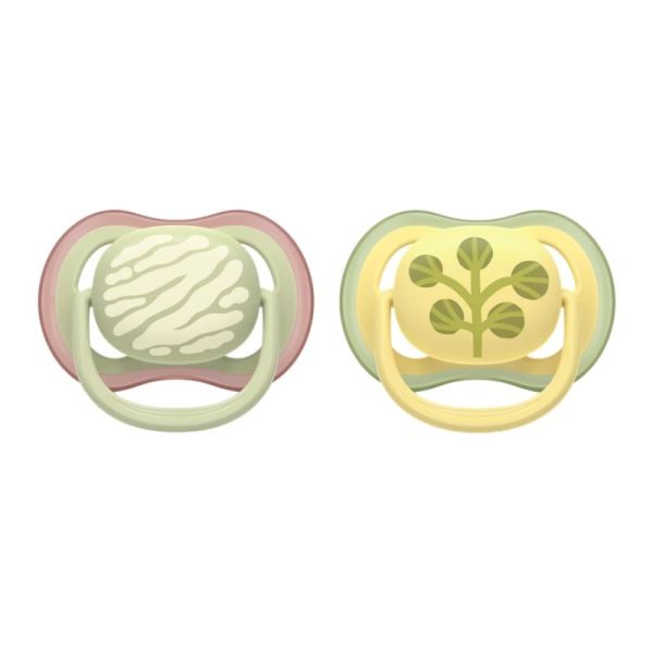 Philips Avent Pacifier Ultra Air Sucettes Orthodontiques en Silicone +18 Mois - 2 Sucettes couleurs de la nature