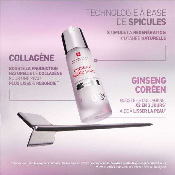 Erborian Ginseng Micro Shot Serum Advanced 0.3% - Sérum anti-âge intensif, rides installées et fermeté absolue