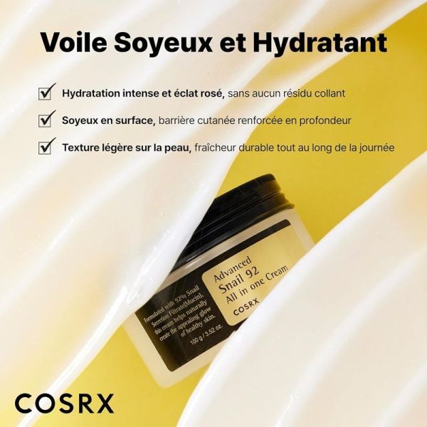 COSRX Advanced Snail 92 All In One Cream 100g - Crème-gel réparatrice et hydratante à la mucine d'escargot