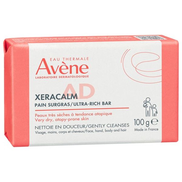 Avène XeraCalm AD Pain Surgras - 100 g - Nettoyant apaisant pour peaux très sèches et sujettes à l’eczéma