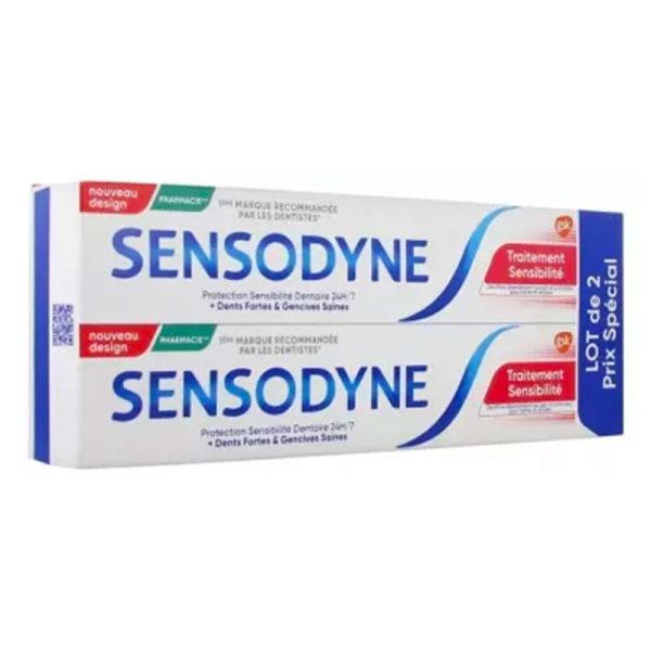 Sensodyne Dentifrice Traitement Sensibilité - Réduit la Sensibilité Dentaire - Lot de 2 x 75 ml