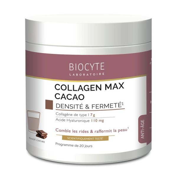 Biocyte Beauty Food Collagen Max Cacao - 260 g - Collagène, Acide Hyaluronique et Vitamines