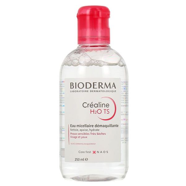 Bioderma Créaline H2O TS Eau Micellaire Démaquillante Visage Yeux Peaux Sensibles Très Sèches 250ml