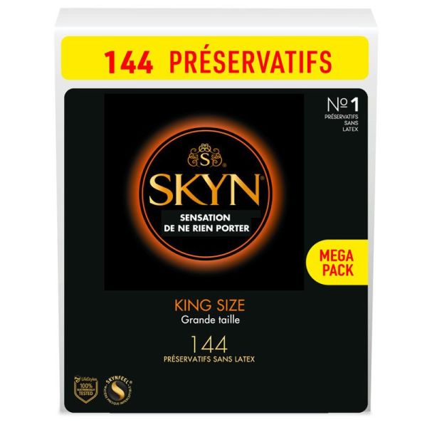 Manix Skyn King Size - Préservatifs Grandes Tailles - Sans Latex - Mega Pack de 144 Préservatifs