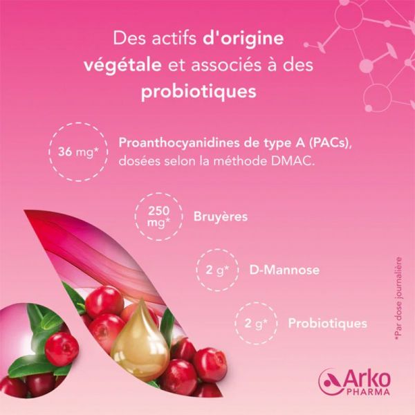 Arkopharma Cys-Control Fort Microbiotiques 10 sachets + 5 sticks à diluer - Confort urinaire