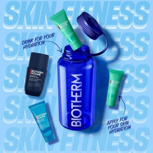 Biotherm Power Drop coffret gourde de sport 1L - 4 produits - routine hydratation peau et corps pour homme