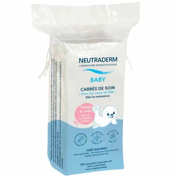 Neutraderm Baby Carrés de Soin Visage & Corps - 100 Carrés - Douceur pour la peau délicate de bébé