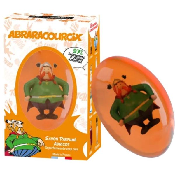 Le Comptoir du Bain Savon Solide Abricot et sa figurine Abraracourcix – nettoie la peau délicate des enfants en s'amusant