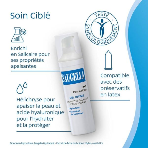 Saugella Gel Hydratant Intime 50 ml - Hydratation et confort intime, compatible préservatifs en latex