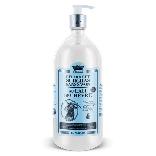 Les Petits Bains de Provence Gel douche au Lait de Chèvre BIO - 1 Litre - Hydratation naturelle