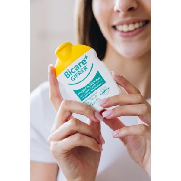 Gifrer Bicare+ Poudre Blancheur Fraîcheur - 60g - Menthe Verte - Anti-taches & haleine fraîche