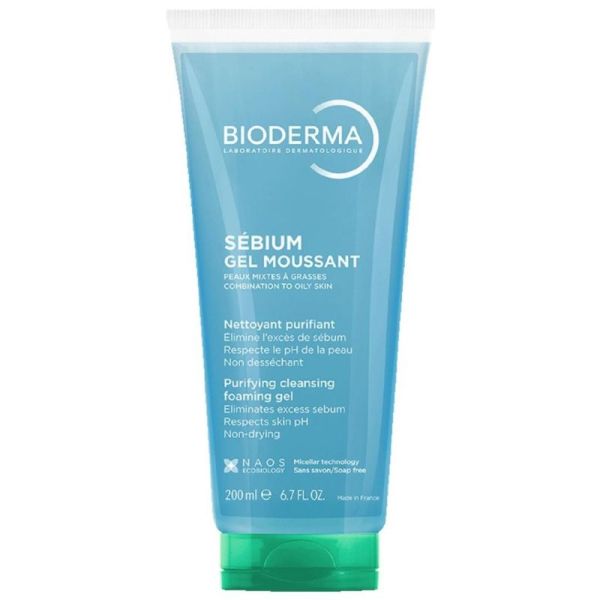Bioderma Sébium Gel Moussant Nettoyant Purifiant Peaux Mixtes à Grasses - 200ml