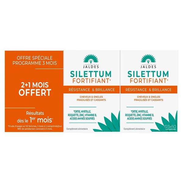 Jaldes Silettum Fortifiant - Pour Cheveux - Offre Spéciale 2+1 Mois OFFERT - 180 comprimés