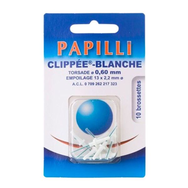 Papilli Clippée Brossettes Interdentaires - Blanche - 0,6mm - Lot de 10