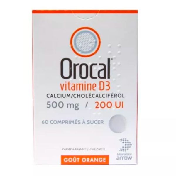 Arrow Orocal Vitamine D3 - 500mg / 200UI - 60 Comprimés à sucer